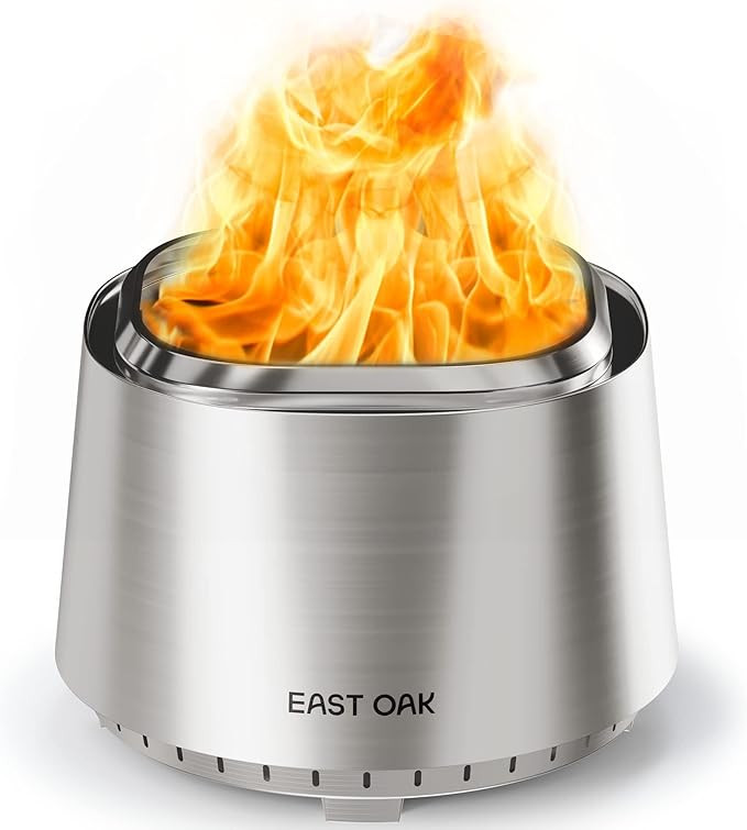 EAST OAK Fire Pit Smokeless 21'' for Outside Patio, 304 Stainless Steel Wood Burning Fireplaces, ... | Amazon (US)