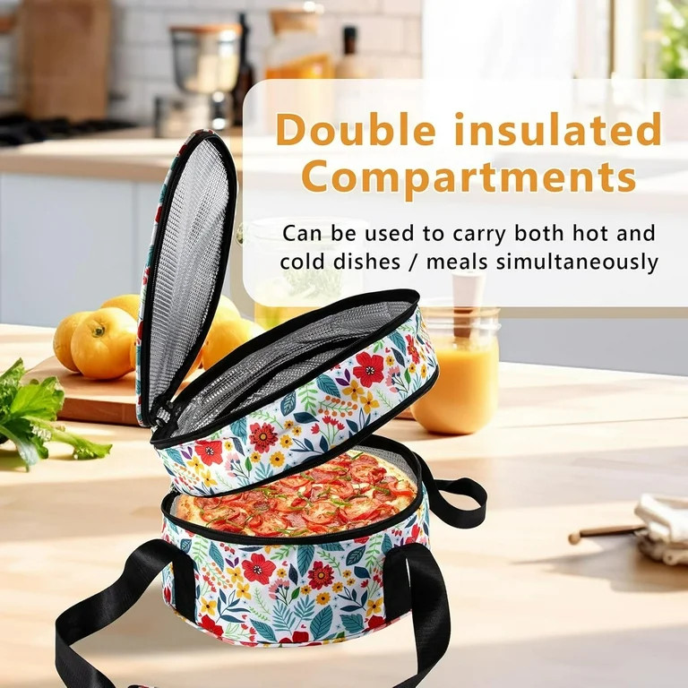 Numjaw Casserole Carrier,12.5 Pie Carrier for Hot or Cold Food, Double Decker Round Insulated Cas... | Walmart (US)