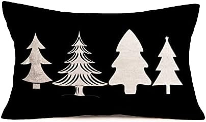 Asamour Merry Christmas Pillow Covers 12x20 Inch Geometry Forest Xmas Farmhouse Decor Black White... | Amazon (US)