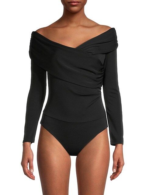Donna Karan New York Crepe Jersey Wrap Bodysuit | Saks Fifth Avenue