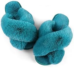 Ankis Womens Fuzzy Memory Foam Slippers Cross Band Cozy Plush Home Slippers Fluffy Furry Open Toe... | Amazon (US)