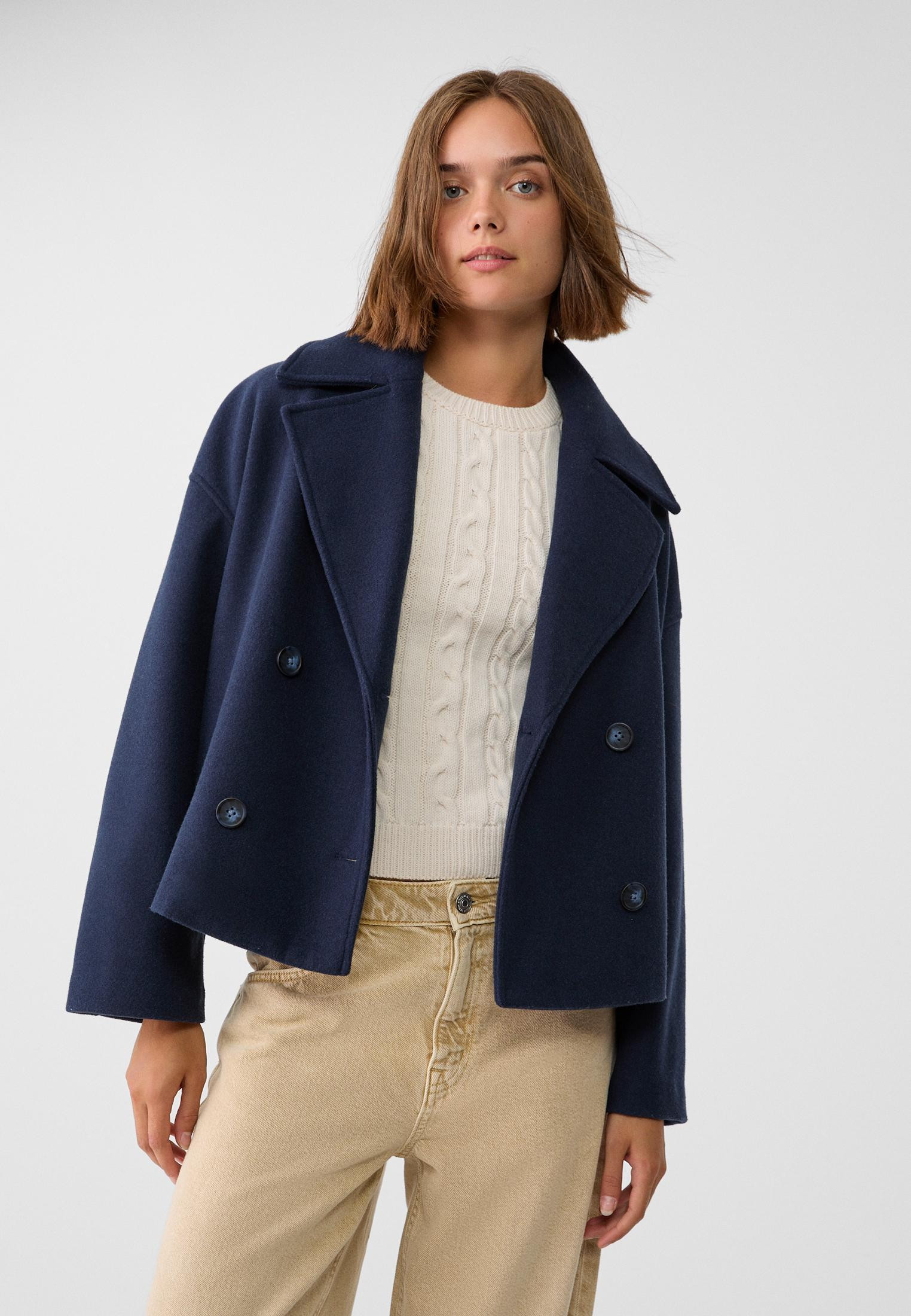 Short double-breasted coat - Women's fashion | Stradivarius United Kingdom | Stradivarius (UK)