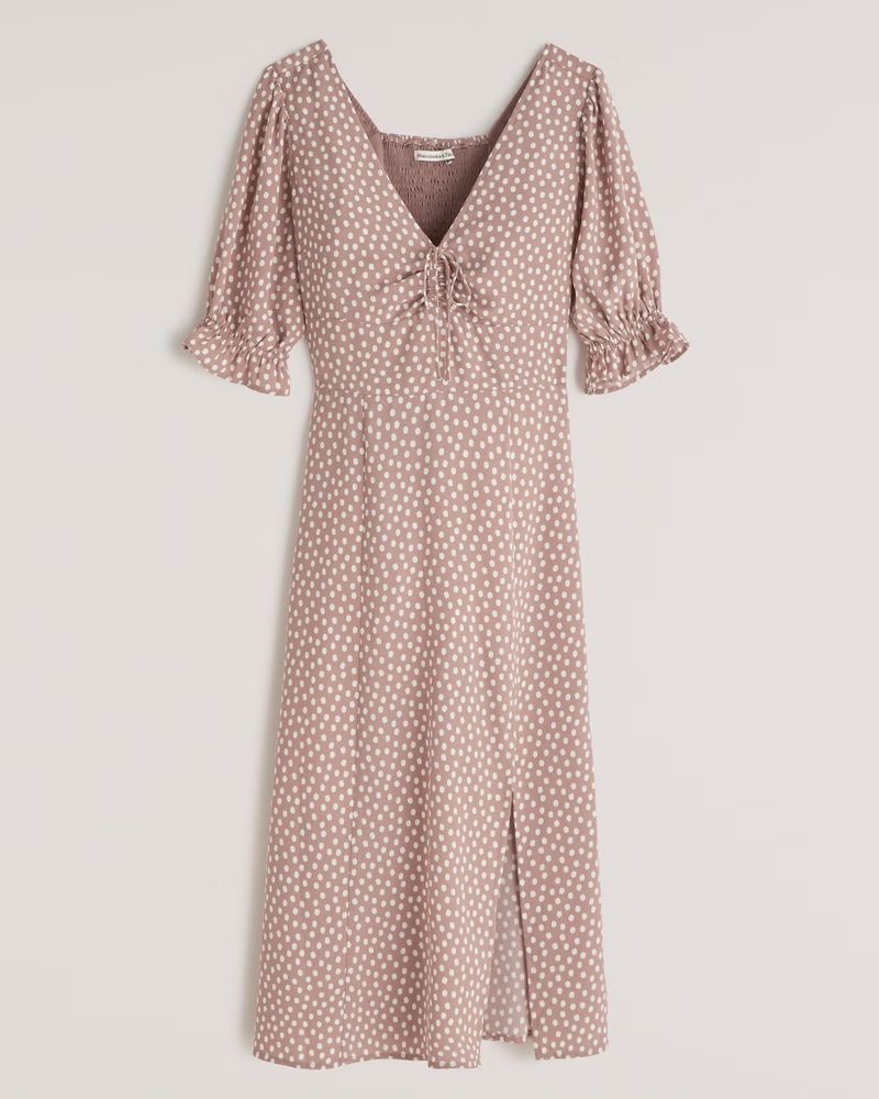 Cinched-Front Midi Dress | Abercrombie & Fitch (US)