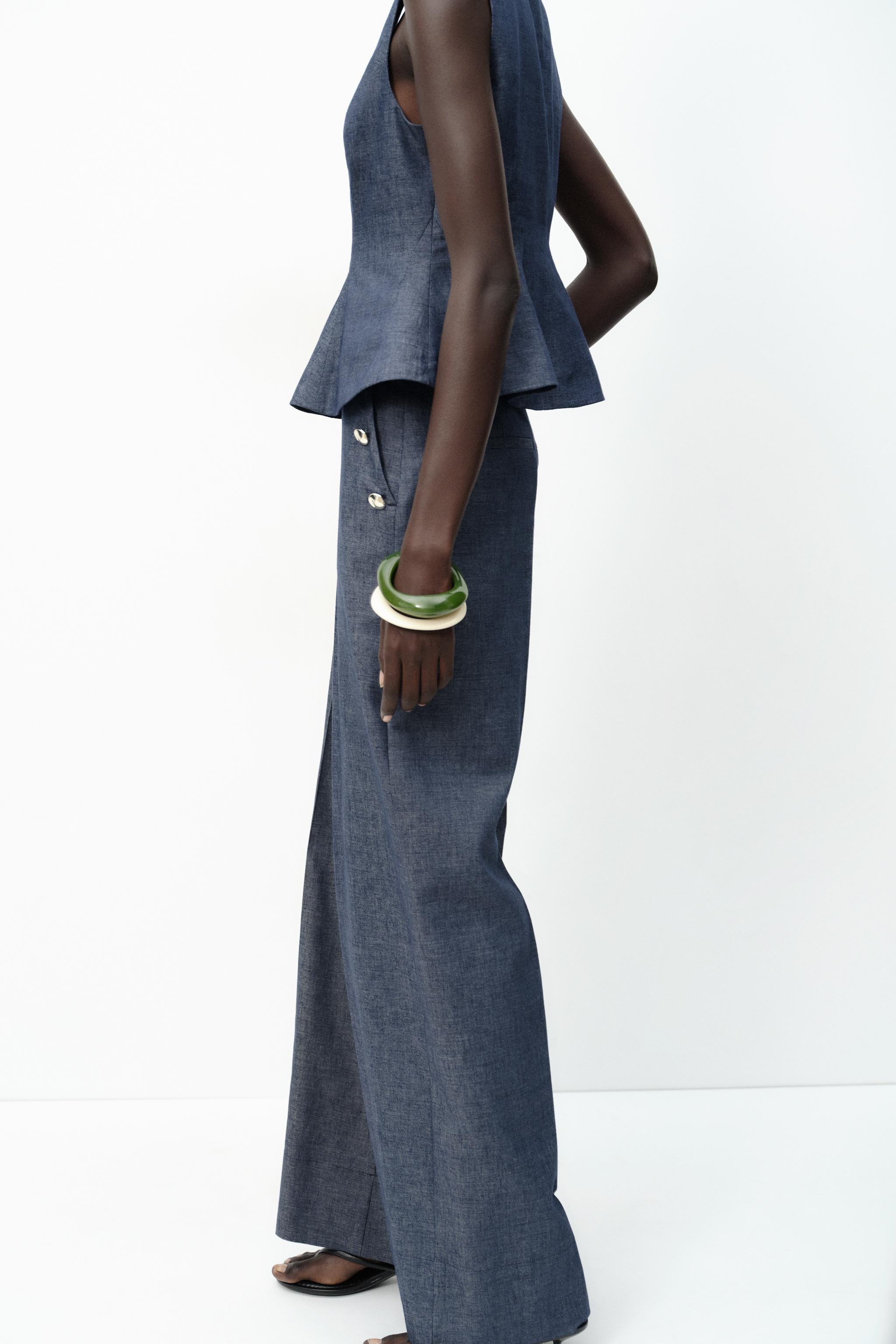 WIDE LEG LINEN PANTS WITH BUTTONS | Zara US