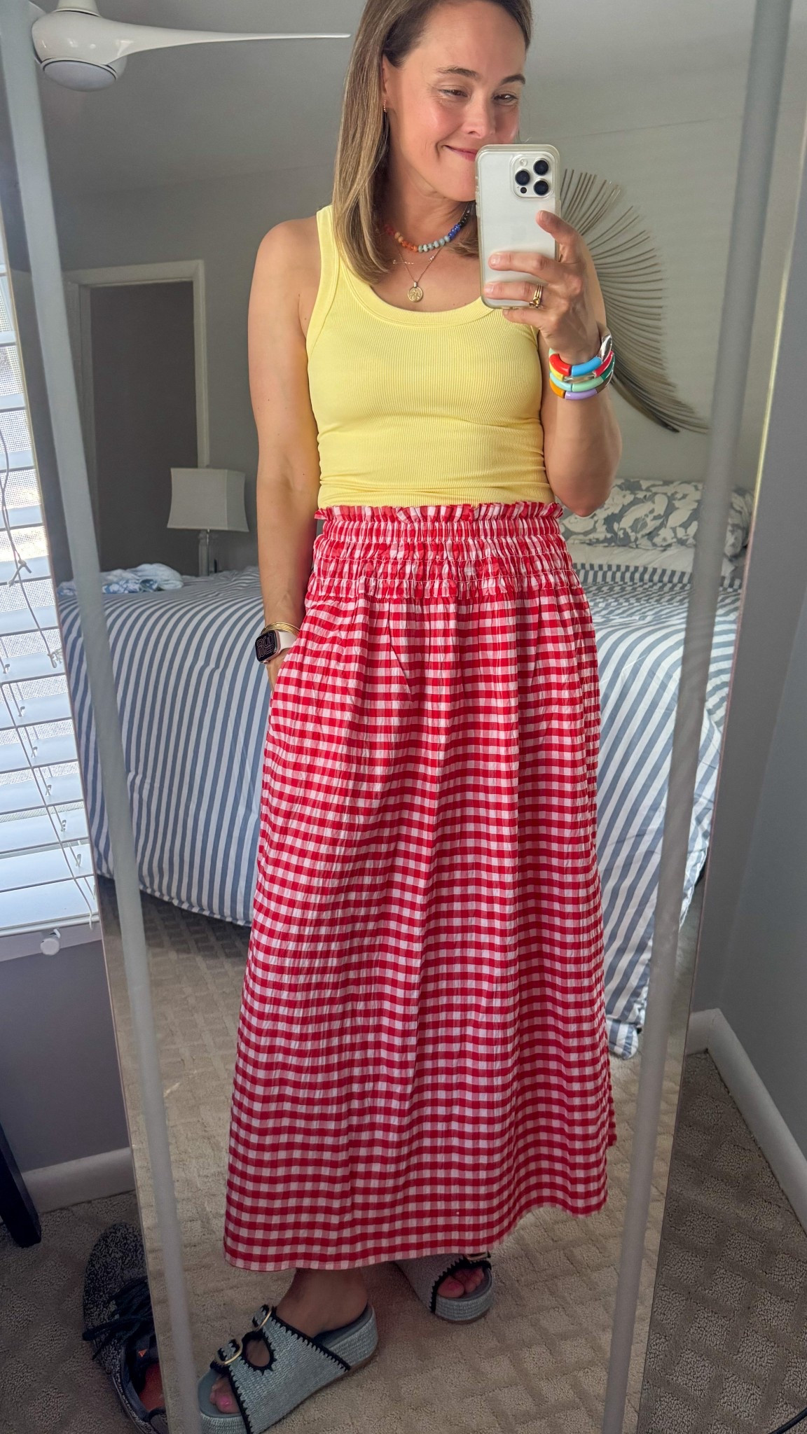 Tank: one size
Skirt : Small (I’m usually a M, but this one runs big- size down!) 

#LTKMidsize #LTKFindsUnder50