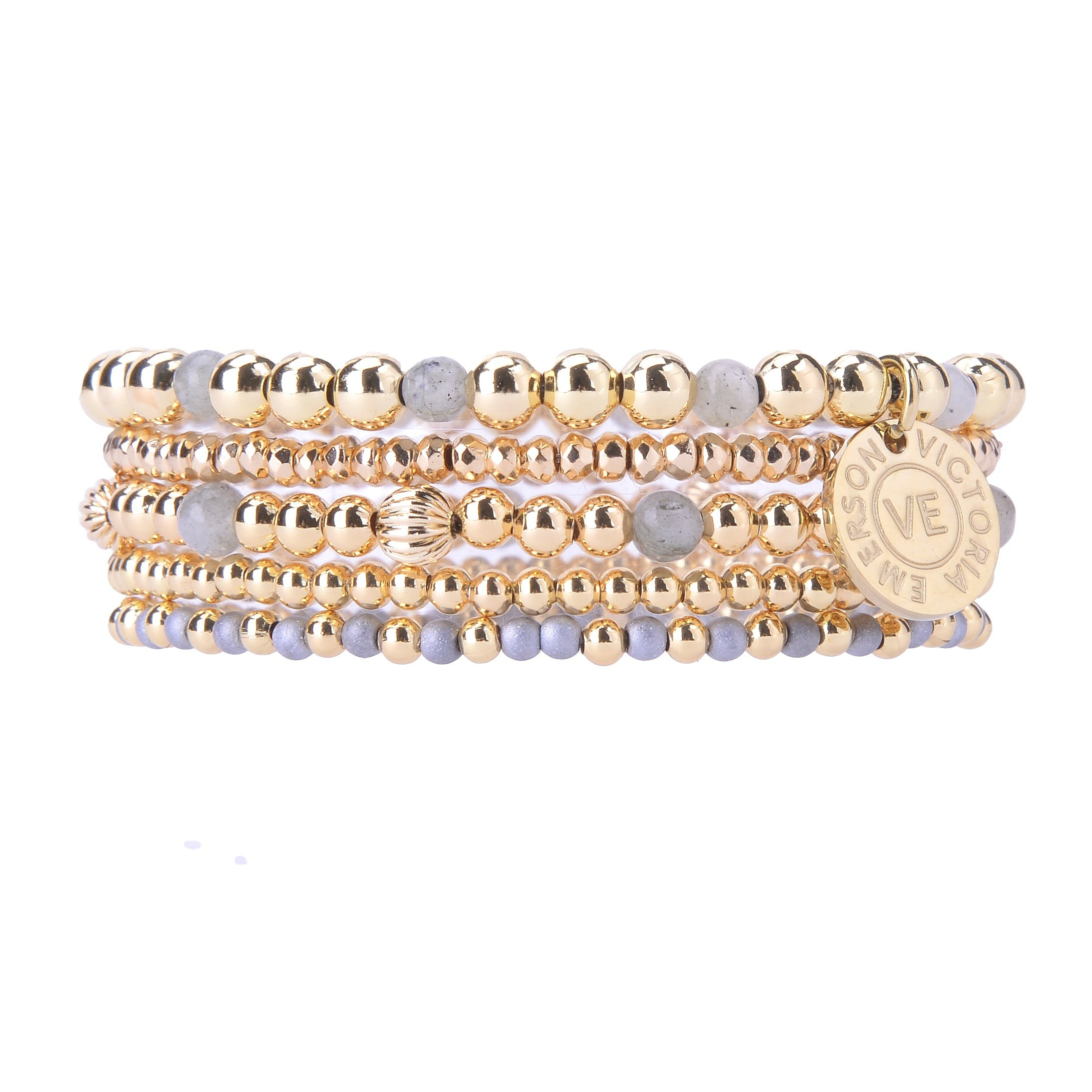 Ryanne Gold & Crystal Stacking Bracelet Set | Victoria Emerson