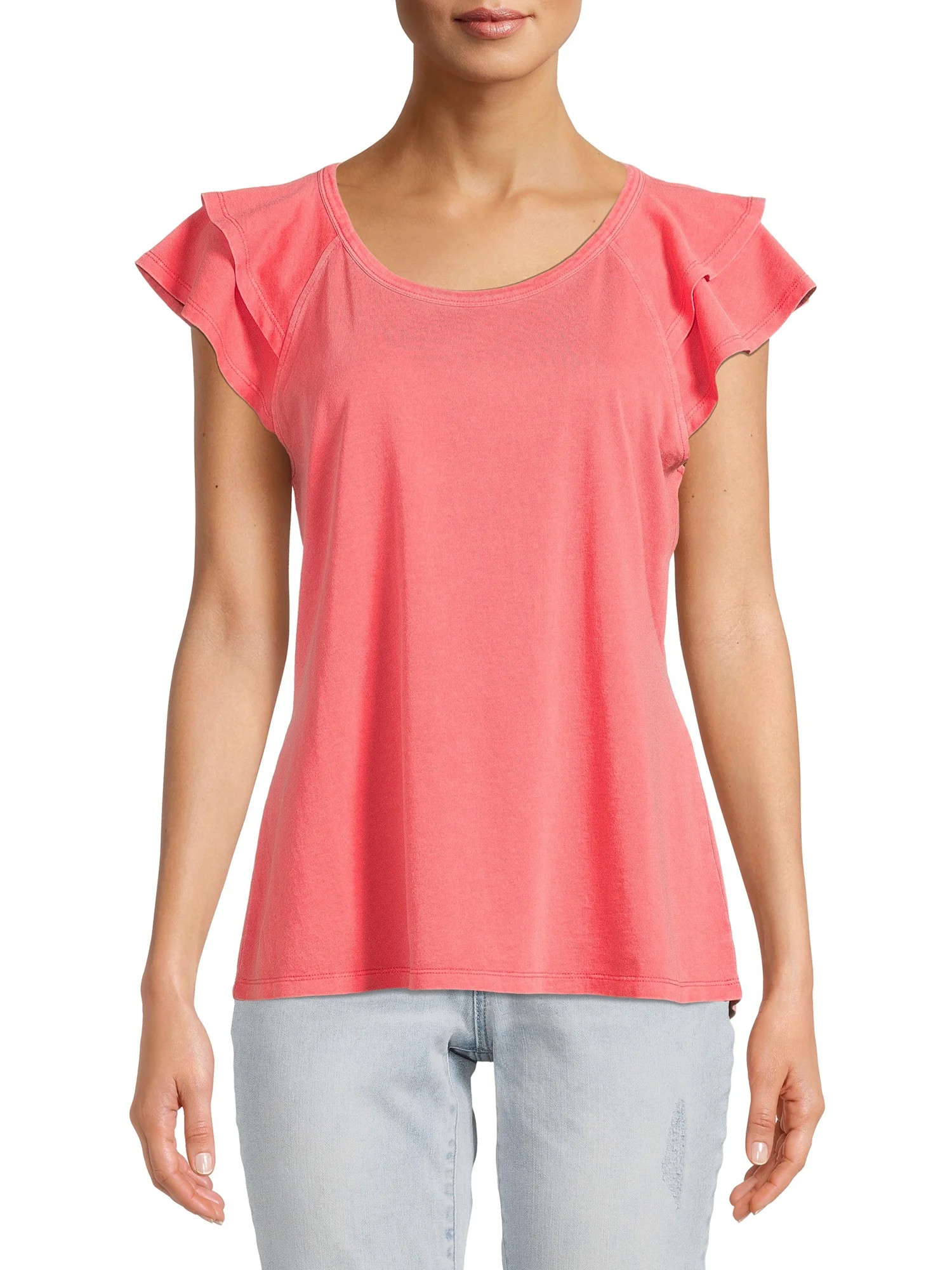Time and Tru Women's Flutter Sleeve Tank Top | Walmart (US)
