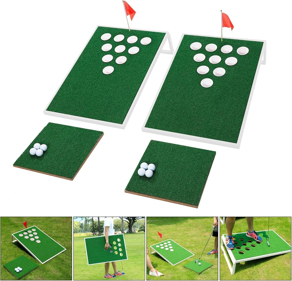 OOFIT Golf Cornhole Game Set Combined Pong Game, Chipping Yard Game Boards with Chipping Mats & G... | Amazon (US)