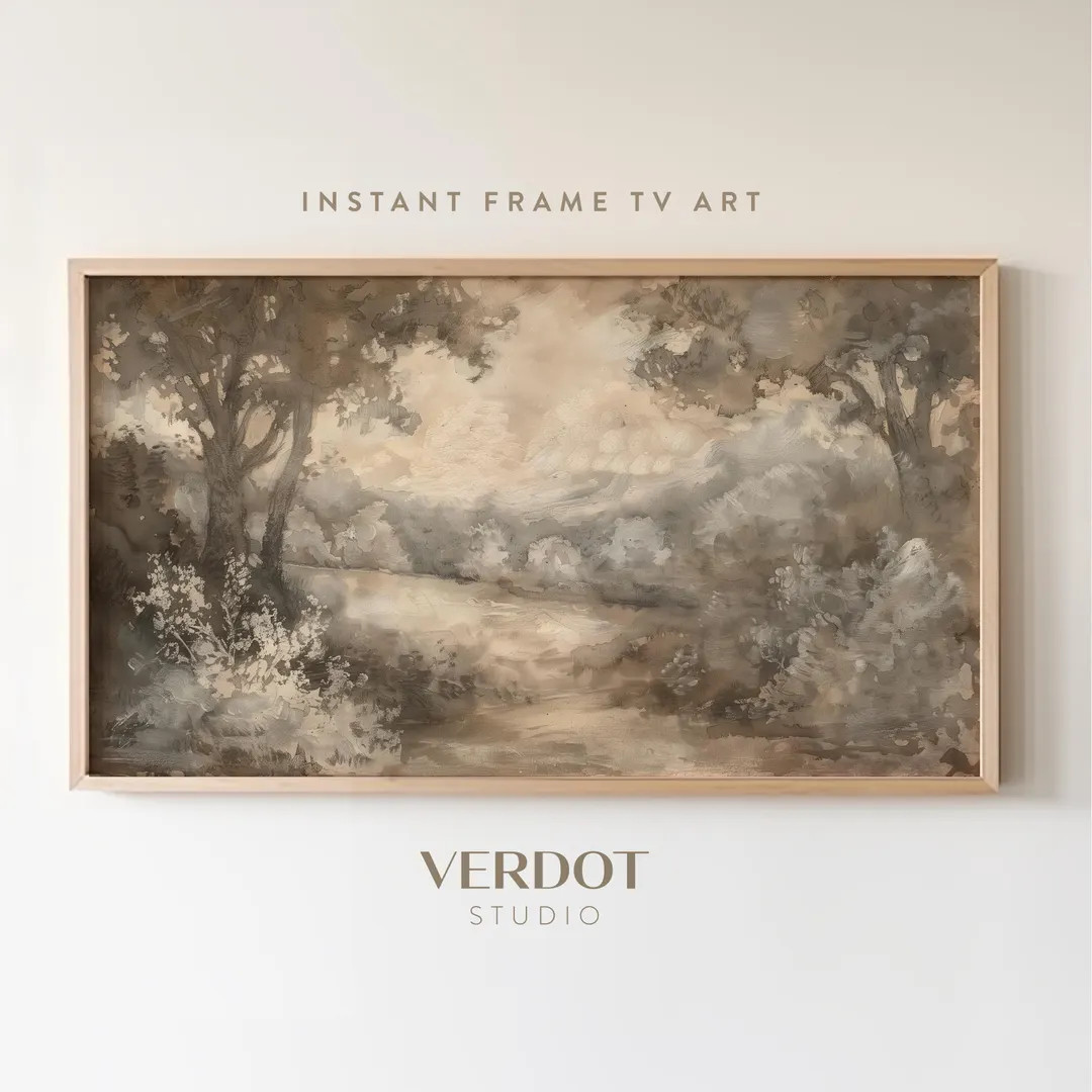 Vintage Spring Landscape Frame TV Art, Neutral Painting Tv Art, Earthy Rustic Antique TV download... | Etsy (US)