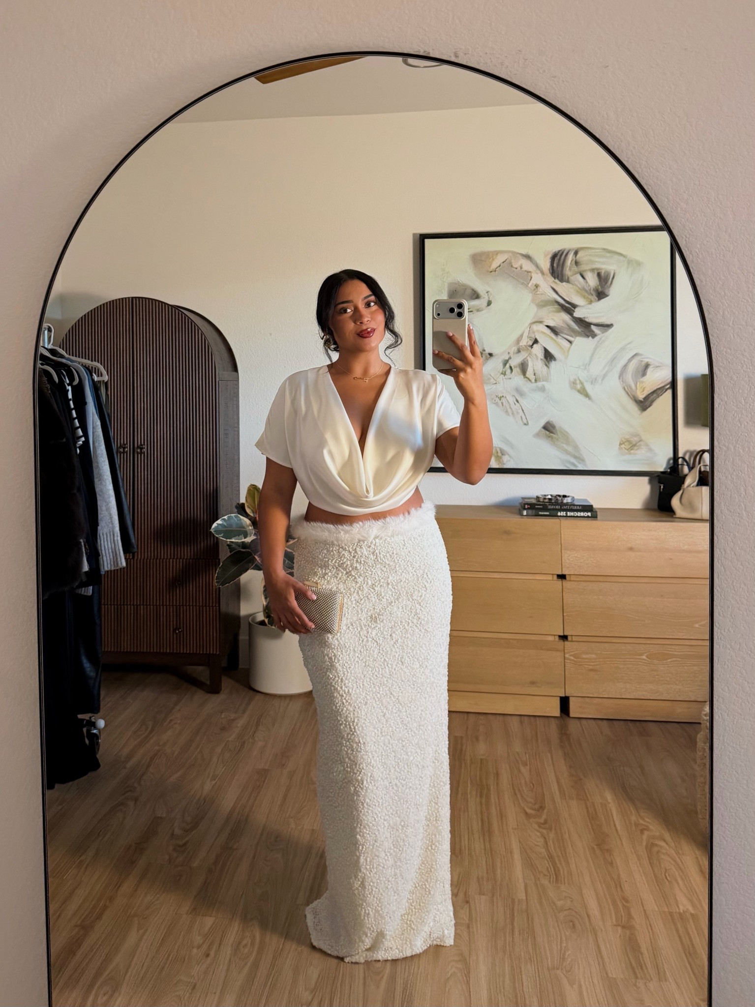 holiday party outfit🤍☃️❄️ a fit perfect for any type of holiday occasion, party or event (love this too because you can wear it yes round/ it’s flattering & the a fit perfect for any type of holiday occasion, party or event (love this too because you can wear it yes round/ it’s flattering & the perfect amount of revealing) (skirt is such a fun option for winter/ if your a bride too!) runs true to size, wearing a L in both! 

#LTKMidsize #LTKHoliday #LTKFindsUnder100