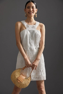 Maeve Eyelet Halter Midi Dress | Anthropologie (US)