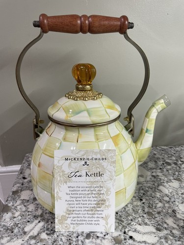 MacKenzie Childs Parchment Check Enamel Tea Kettle Teapot NEW  | eBay | eBay US