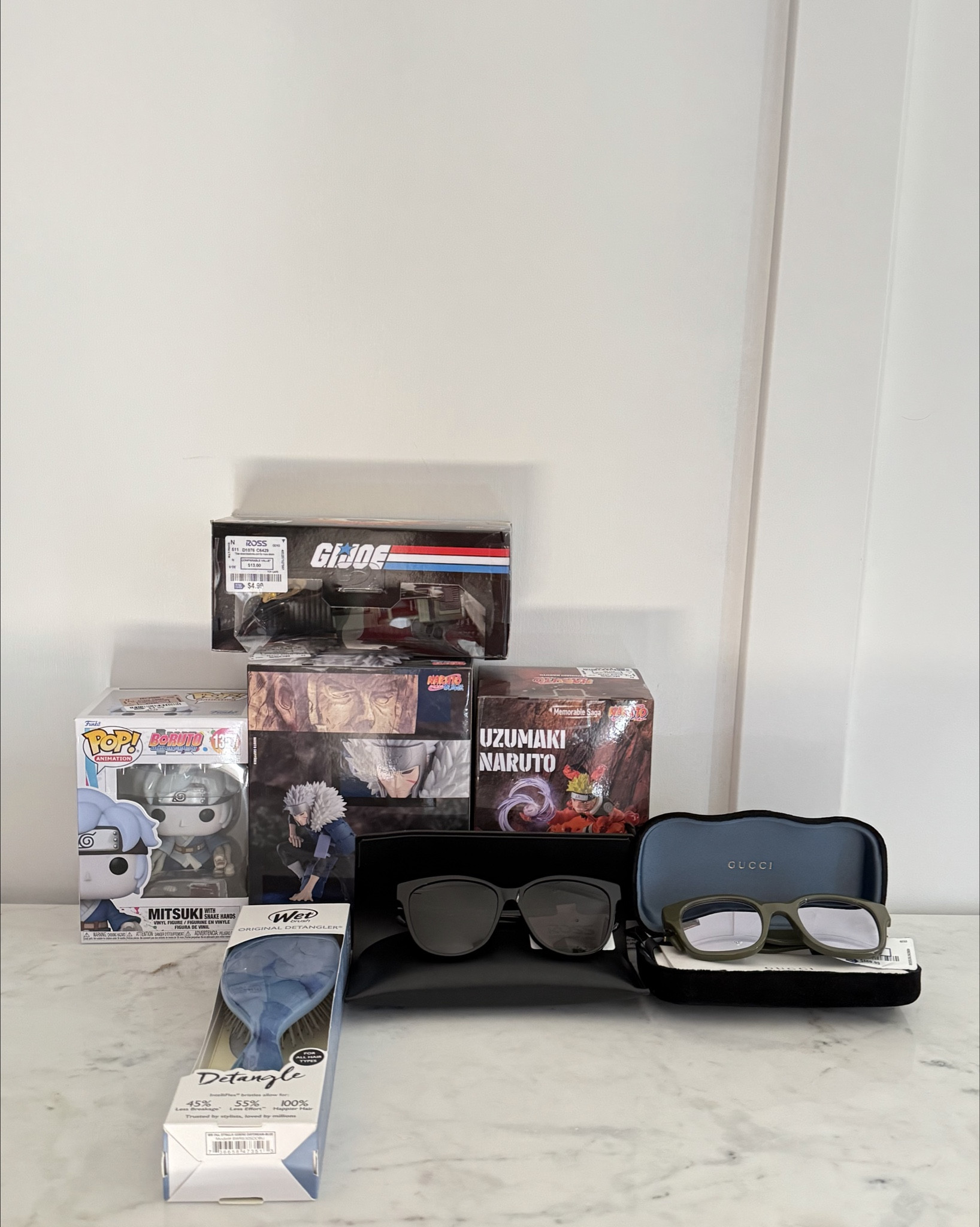 Happy Tuesday!☺️ I picked up a few things from  @rossdressforless to share with you!!🤩 These Gucci and Saint Laurent sunglasses, great timing with all the beautiful sunshine weather!!☀️😎 I love the polished olive-gold color with silver mirrored lenses!!😍 This classic shiny black finish sunglasses is another stylish pair to wear because they look effortlessly cool with any outfit!!🕶️😁 I love the way they both frame my face and they both fit very well and feel comfortable, so these are an amazing find!!!🙌☺️ I’m always picking up an extra hairbrush and Wet brush is one of my favorites to use and love the blue design on this one!!😊 Ross sometimes also has fun merch like these Naruto or G.I. Joe, and Funko Pops!!😄 With Easter coming, these would be fun to add for gifts or just because like I did for my children!!🥰 I found some of these and some on sale for you to check out!!😁 


#shoppinghaul #rosshaul #rossdressforless #rossfinds #giftideas
#sunglasses #spirngaccessories 


#LTKmomlife #LTKKids #LTKSaleAlert