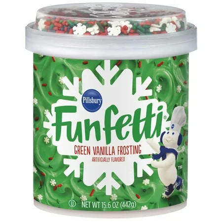Pillsbury Funfetti Holiday Green Vanilla Frosting, 15.6 oz Tub | Walmart (US)