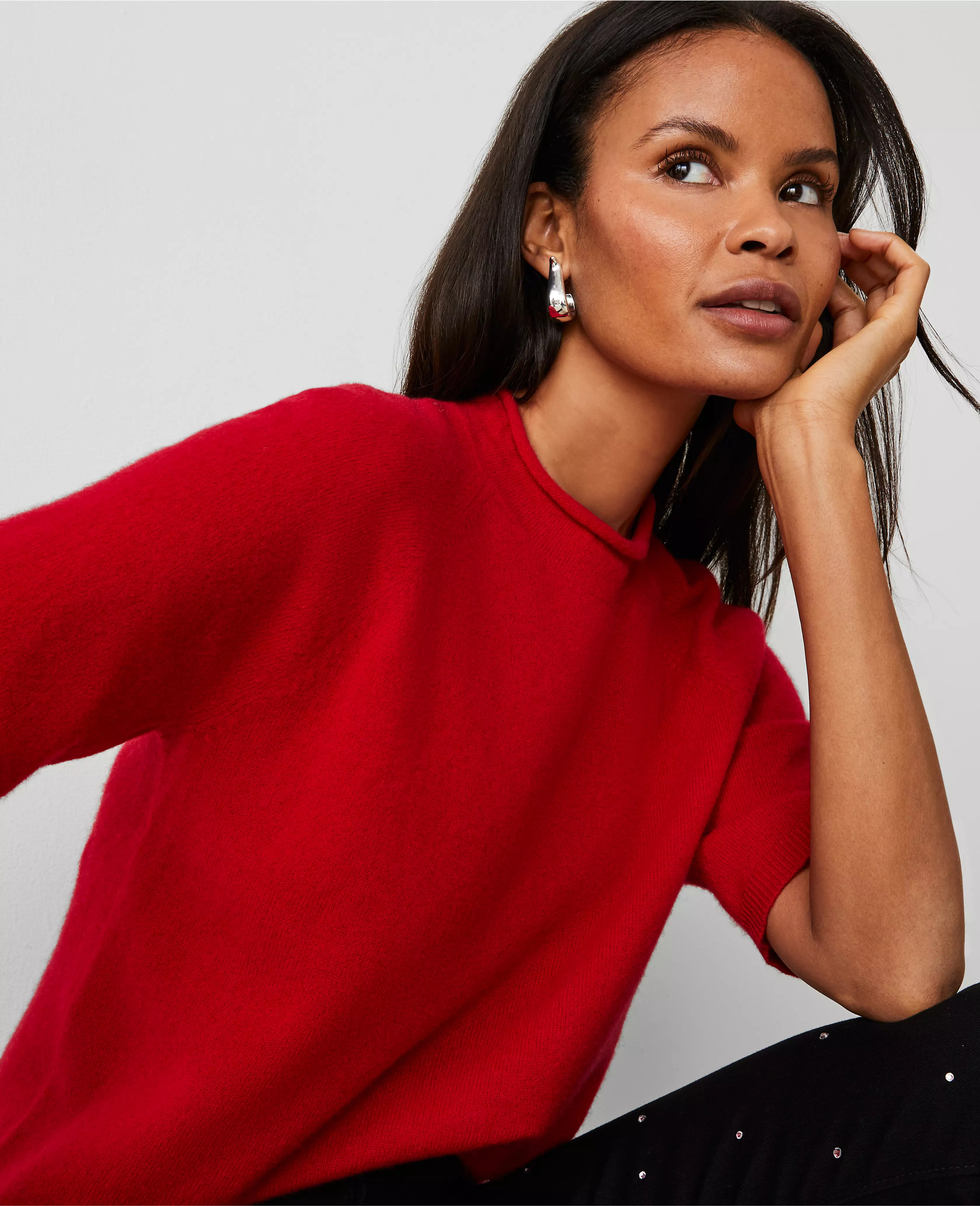 Cashmere Roll Neck Sweater Tee | Ann Taylor