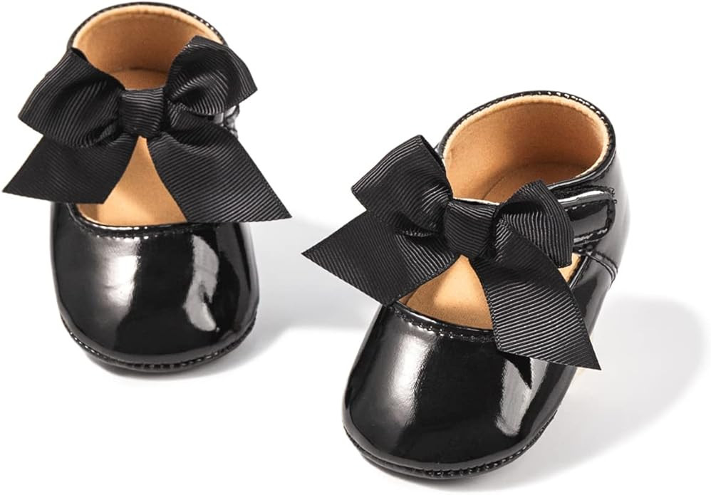 HsdsBebe Infant Baby Girls Mary Jane Flats Bow Non-Slip Soft Sole Princess Toddler First Walkers ... | Amazon (US)