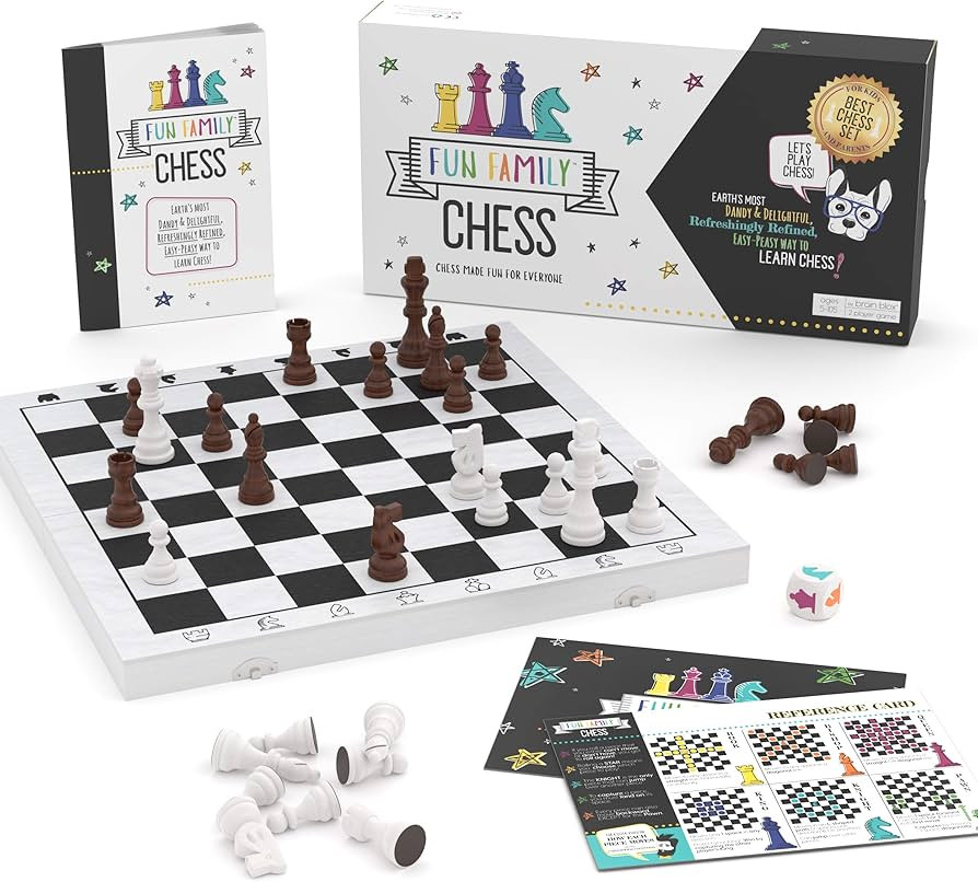 Fun Family Chess Set for Kids & Adults - Wooden Kids Chess Board with Colorful and Simple Instruc... | Amazon (US)