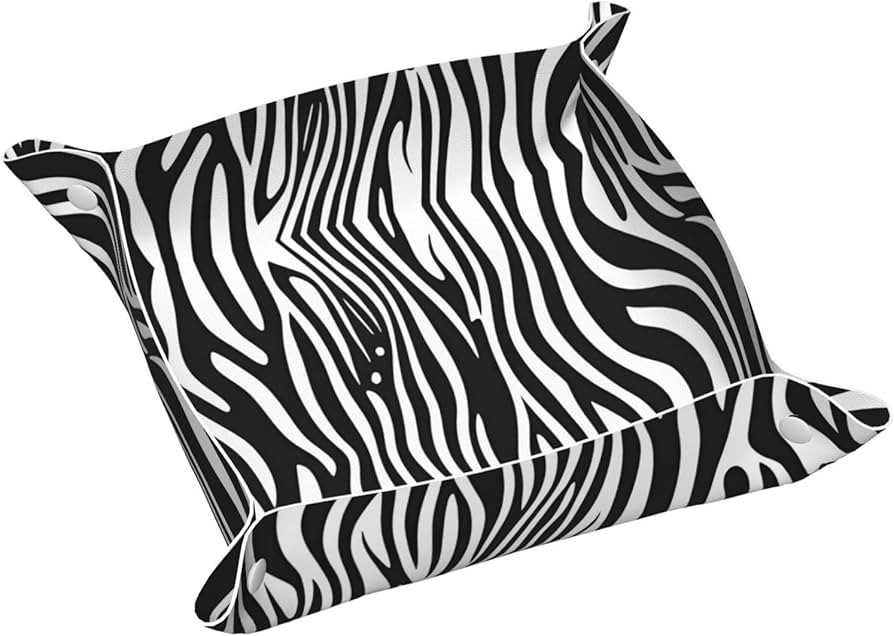 Black and White Zebra Stripes Picture Leather Storage Tray Waterproof and Easy to Clean for neatl... | Amazon (US)