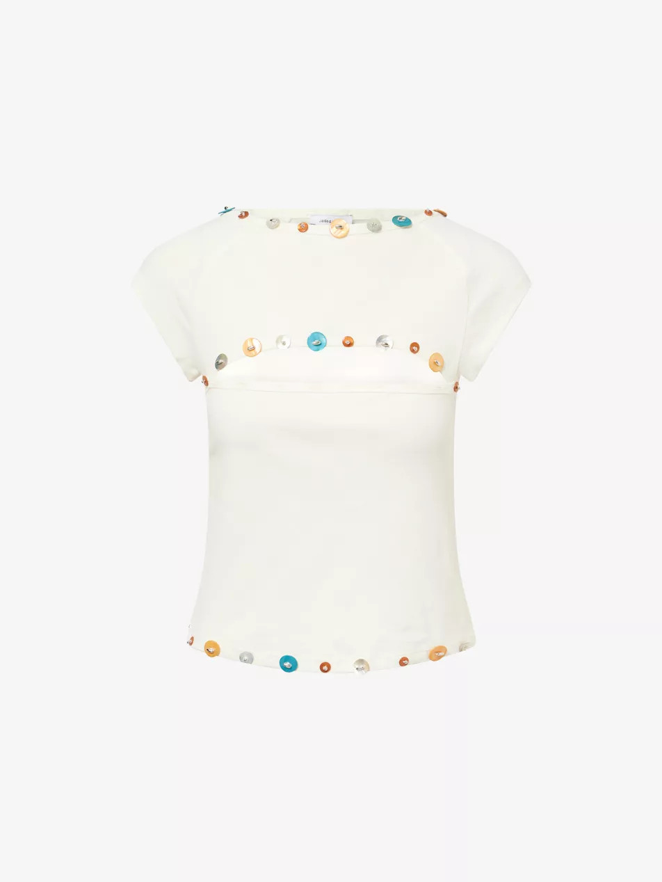 Solira Button Cut Out Cotton Top | Selfridges