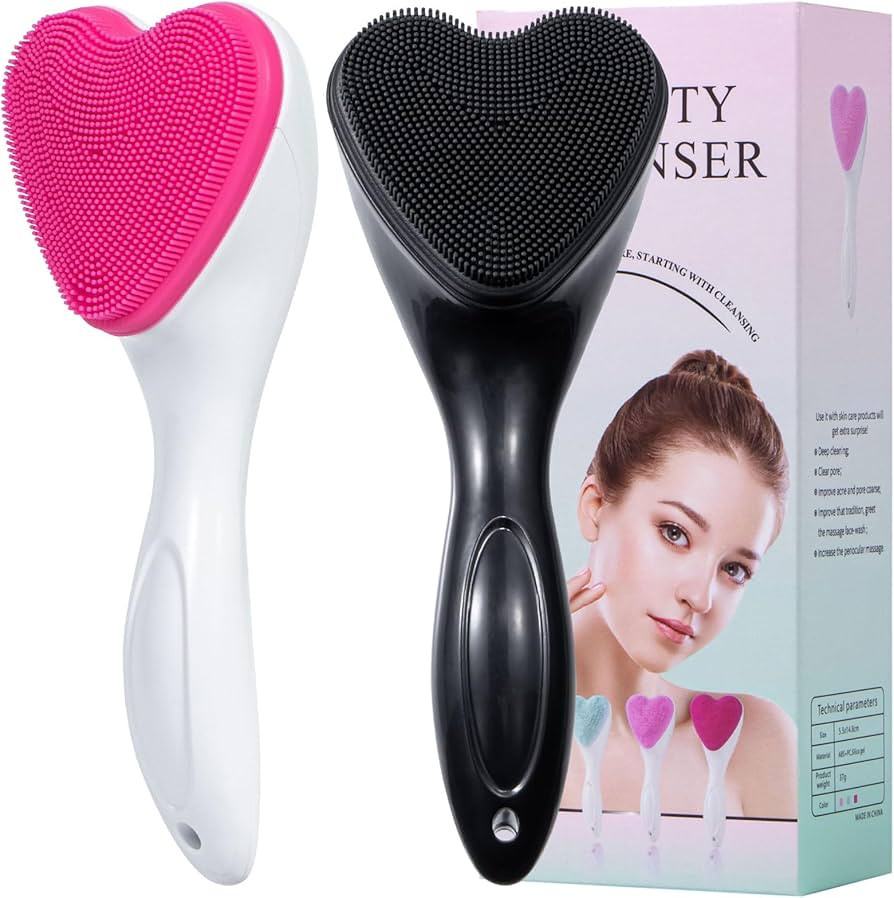 Silicone Face Scrubber Exfoliating Brush 2 Pack, Manual Handheld Facial Cleansing Brush Blackhead... | Amazon (US)