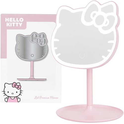 Get Trend Hello Kitty Sanrio Makeup Mirror, Vanity Battery Operated Portable Dressing Table Mirror With Lights & Stand For Travel, Gifts For Adults (Pink/Hello Kitty) | Amazon (UK)