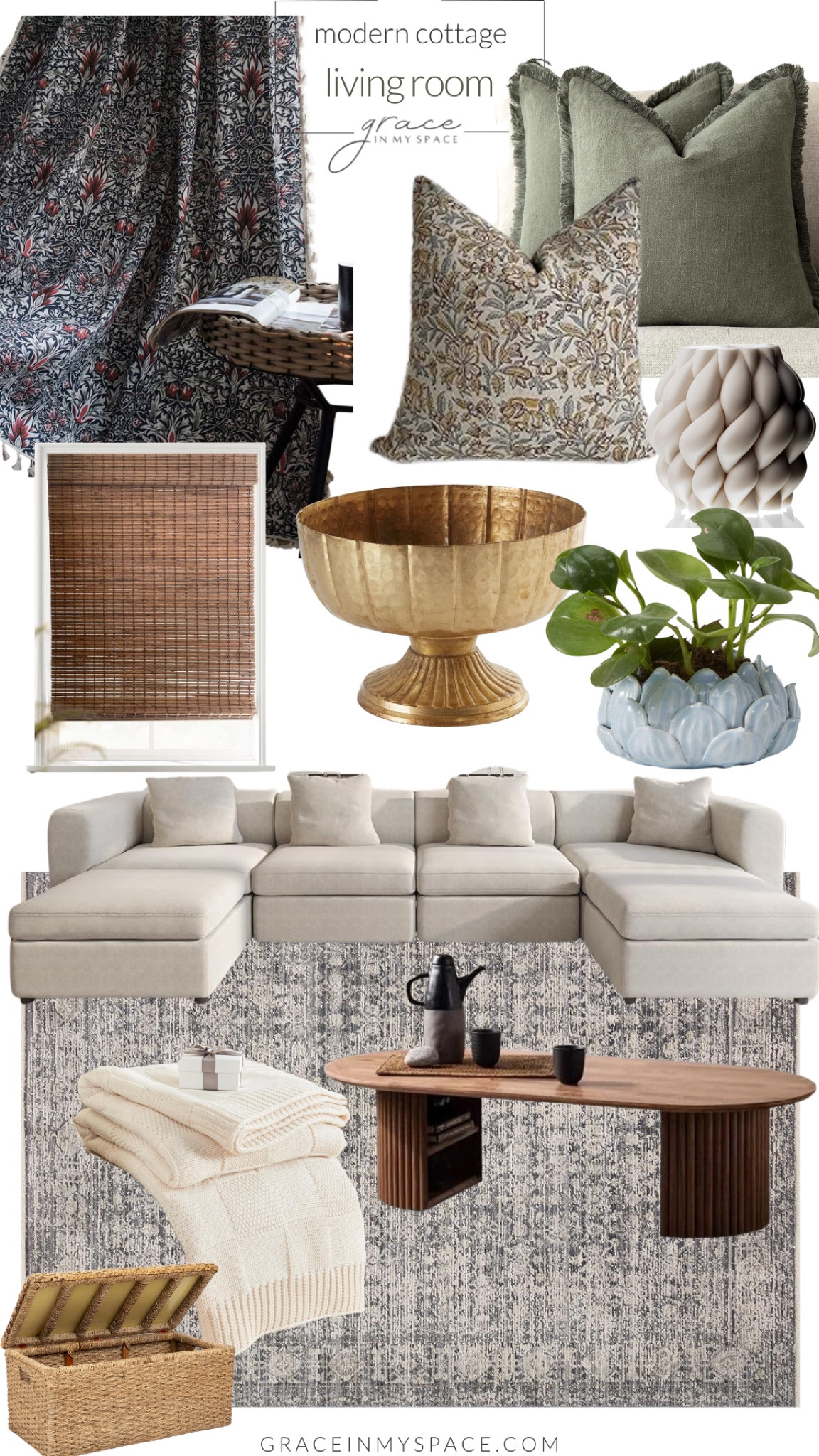 Using pattern in pillows, throws, area rugs and curtains is a great way to create interest in a living room. Keep the big furniture like sofas and sectionals neutral and add color through home decor accents like planters and pillows. Add texture with bamboo blinds, woven baskets and reeded furniture. #livingroom #homedecor #furniture 

#LTKFindsUnder50 #LTKHome #LTKFindsUnder100