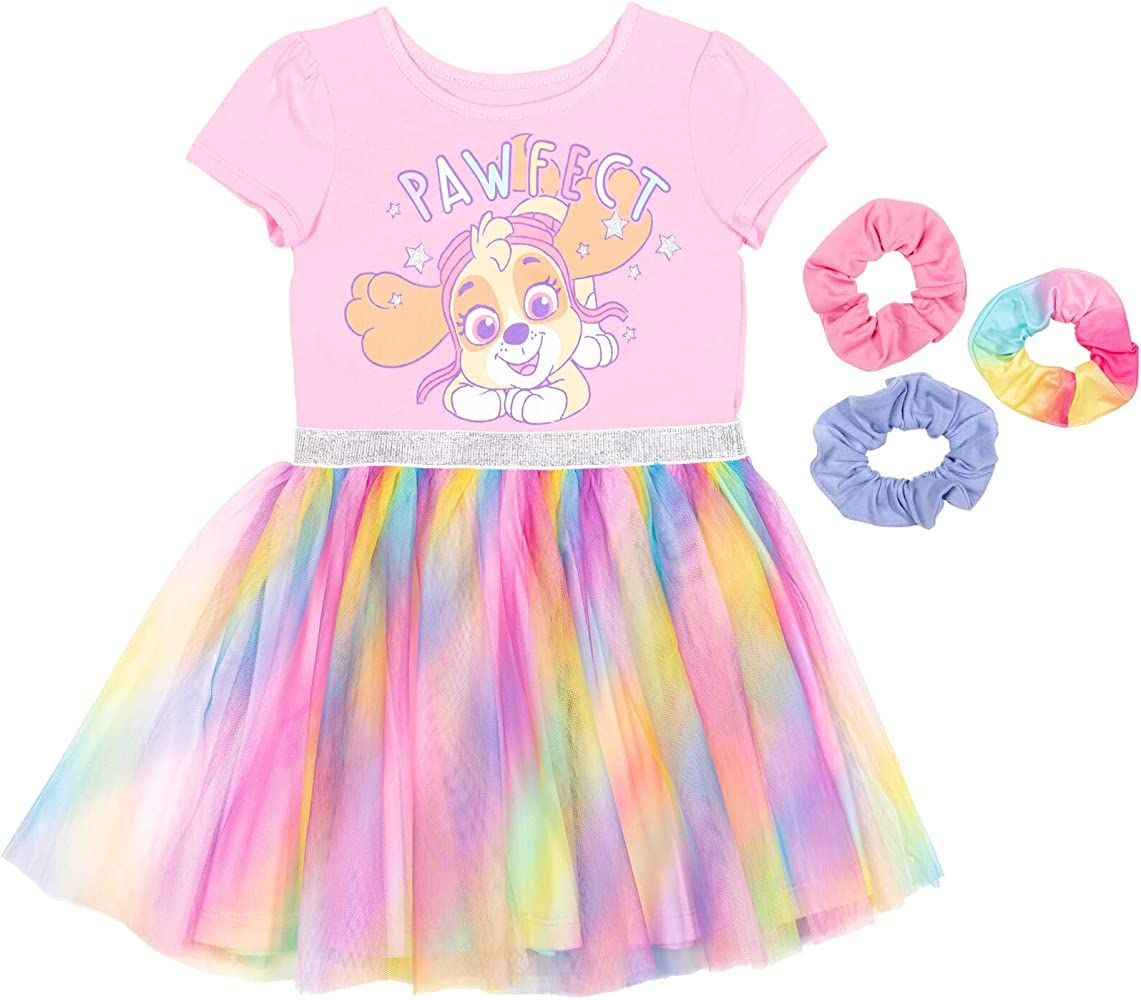 Paw Patrol Skye Short Sleeve Tutu Dress 3 Pack Scrunchie Set | Amazon (US)