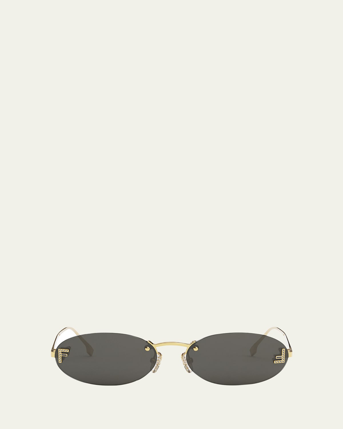Embellished FF Oval Metal Sunglasses | Bergdorf Goodman