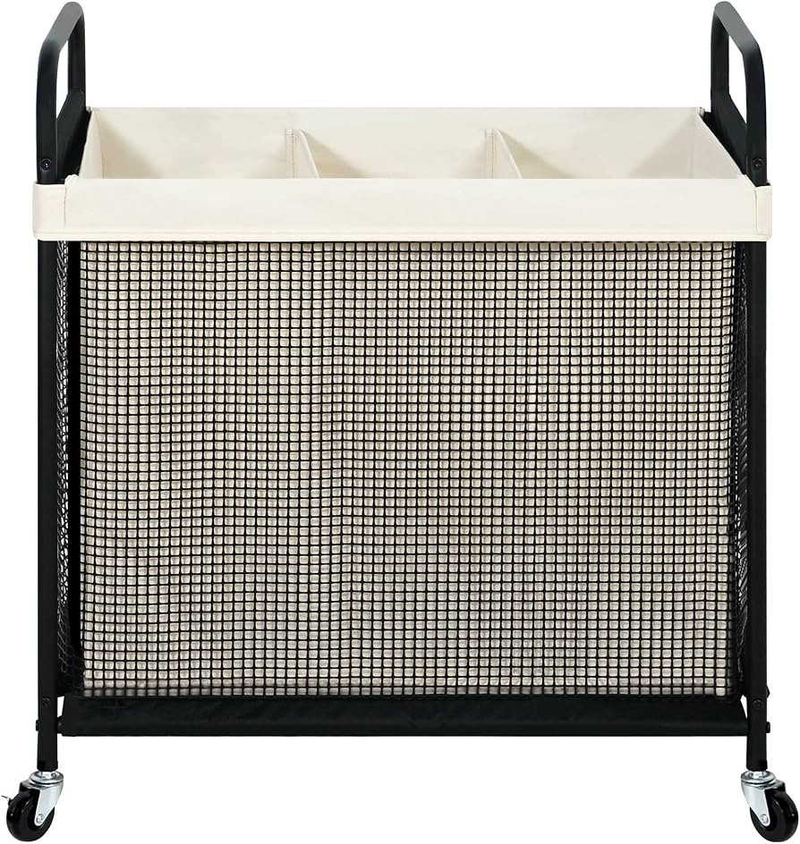 STO STO Laundry Hamper 3 Section, 120L Rolling Laundry Sorter Cart with Removable and Washable Li... | Amazon (US)