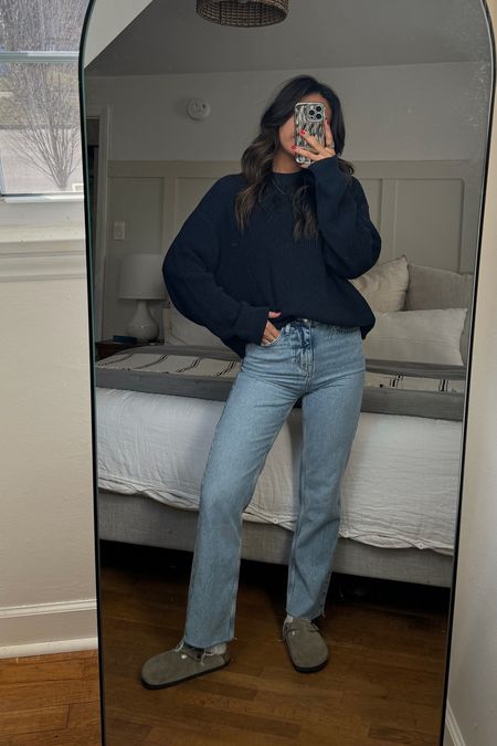 Februweary day 23 #ootd - keeping it casual with a classic fisherman style crewneck sweater and a good pair of blue jeans! #birkenstockclogs #zarajeans 

#LTKstyletip #LTKfindsunder50 #LTKover40