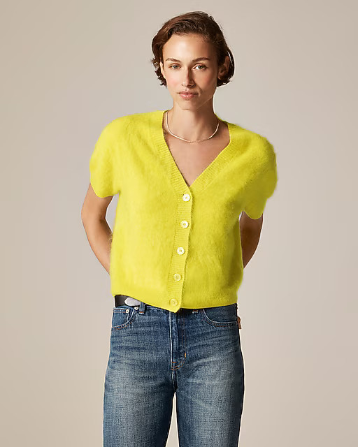 Brushed cashmere short-sleeve cardigan | J. Crew US
