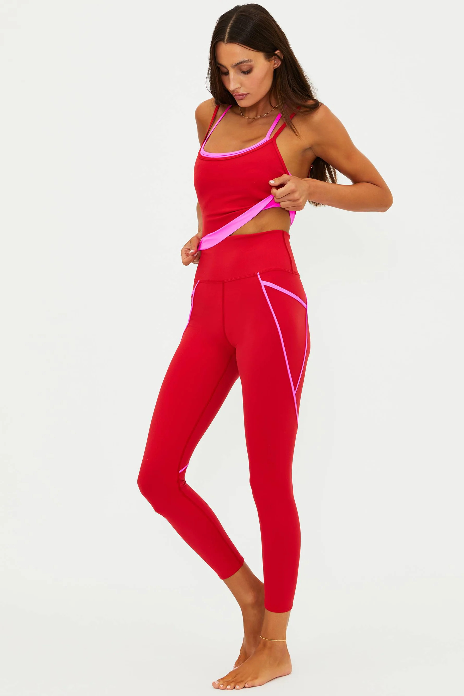 Von 7/8 Legging Royal Red Matte | Pink & Red 7/8th Legging | Beach Riot | Beach Riot