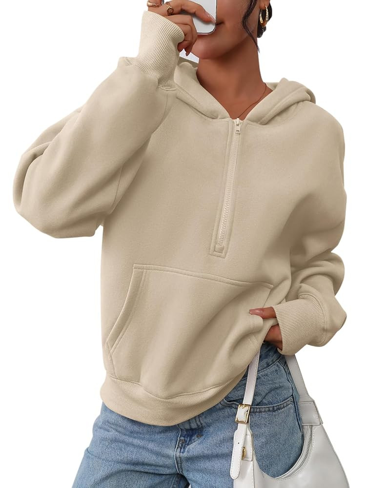 PRETTYGARDEN Women's Half Zip Up Hoodies 2025 Fall Long Sleeve Cropped Pullover Oversized Sweatsh... | Amazon (US)