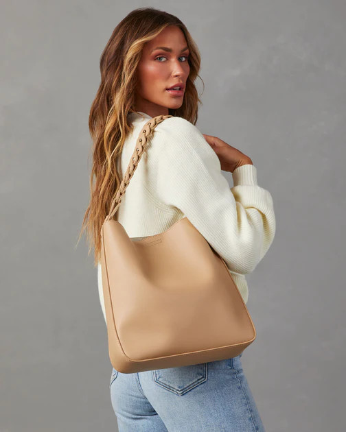 Carrizo Faux Leather Chain Shoulder Bag - Natural | VICI
