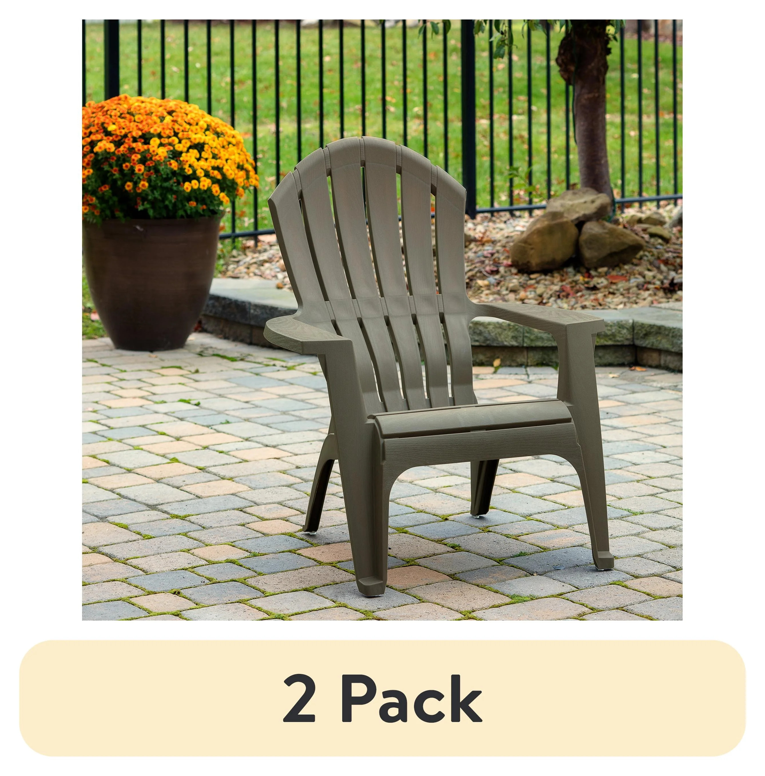 (2 pack) Real Comfort Outdoor Resin Stackable Adirondack Chair, Gray | Walmart (US)