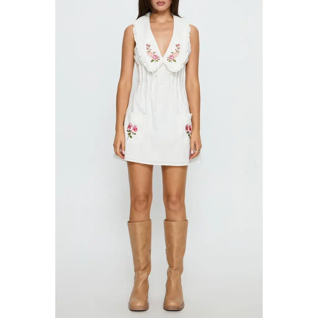 Princess Polly Breanda Collared Minidress in White at Nordstrom, Size 4 | Nordstrom
