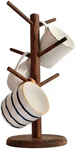 Dorhors Mug Tree,Mug Hanger Stand,Coffee Cup Holder with 6 Hooks,Wood Coffee Mug Holder for Counter  | Amazon (US)