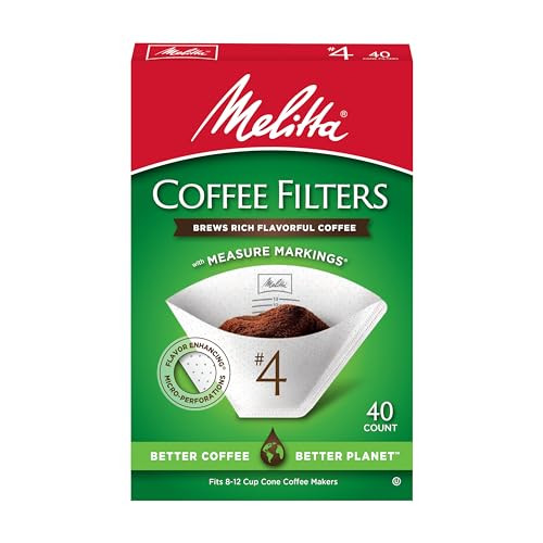 Melitta #4 Cone Coffee Filters, White, 40 Total Filters Count - Packaging May Vary | Amazon (US)