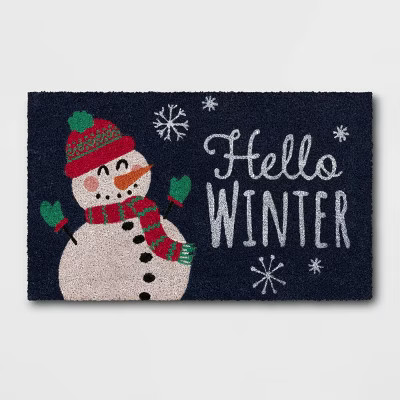 1'6"x2'6" Hello Winter Holiday Layering Doormat - Wondershop™ | Target
