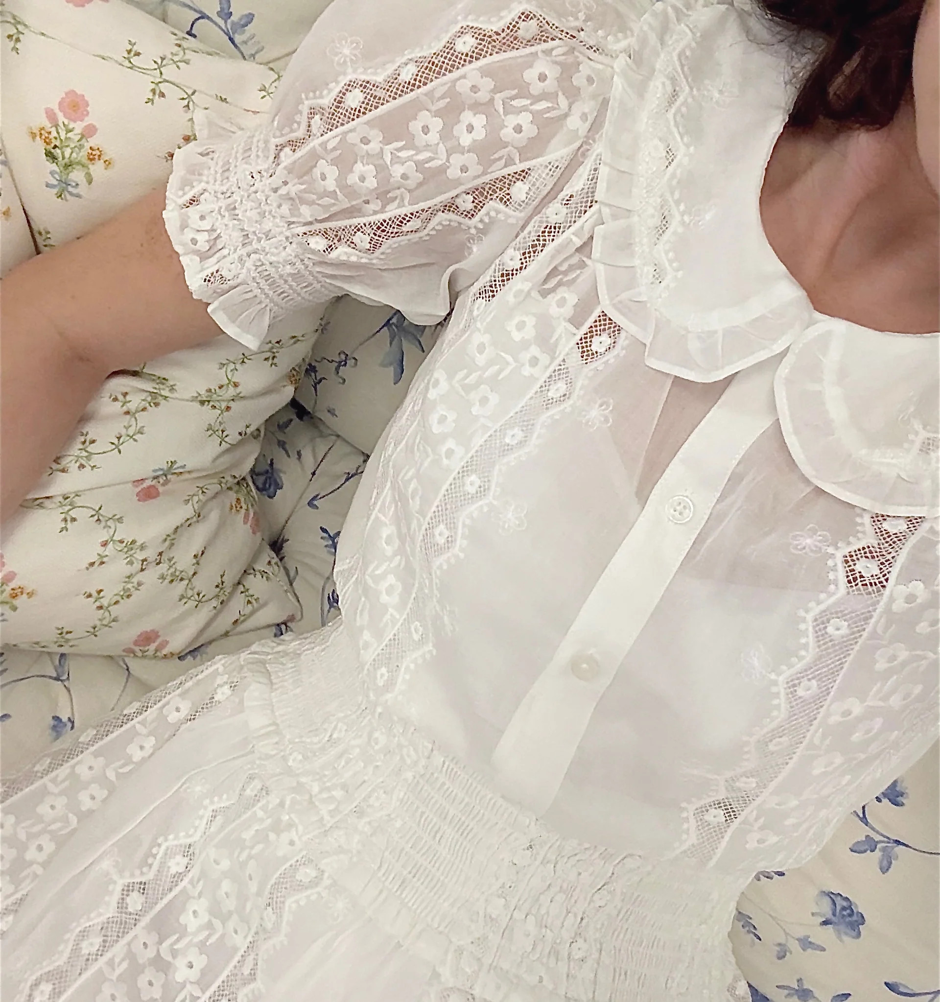 The Adelaide Top - White Broderie Voile | Hill House Home US