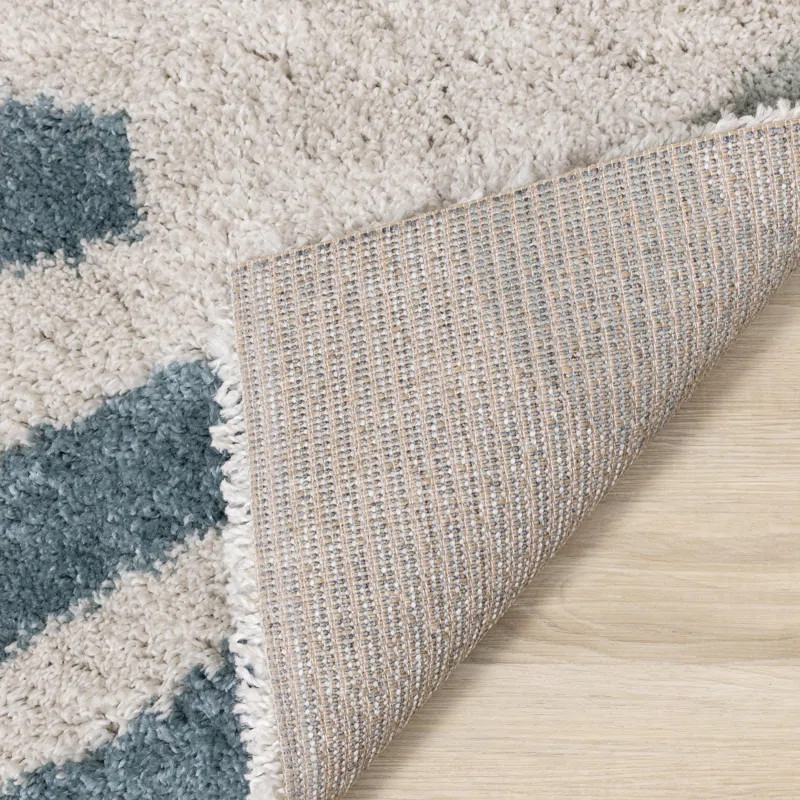 Jenna Abstract Area Rug in Cream/Teal | Wayfair North America