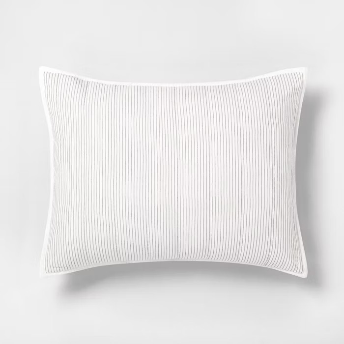 Microstripe Pillow Sham Sour Cream / Railroad Gray - Hearth & Hand™ with Magnolia | Target