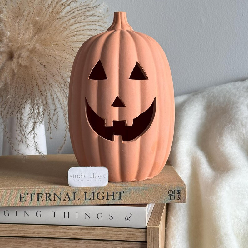 Terracotta Jack-o-lantern 22.5cm Pumpkin Tealight Holder | Fall Autumn Spooky Home Decor | Hallow... | Etsy (US)