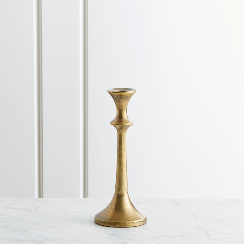 Emmett Antique Brass Taper Candle Holder 9.25" | Crate & Barrel