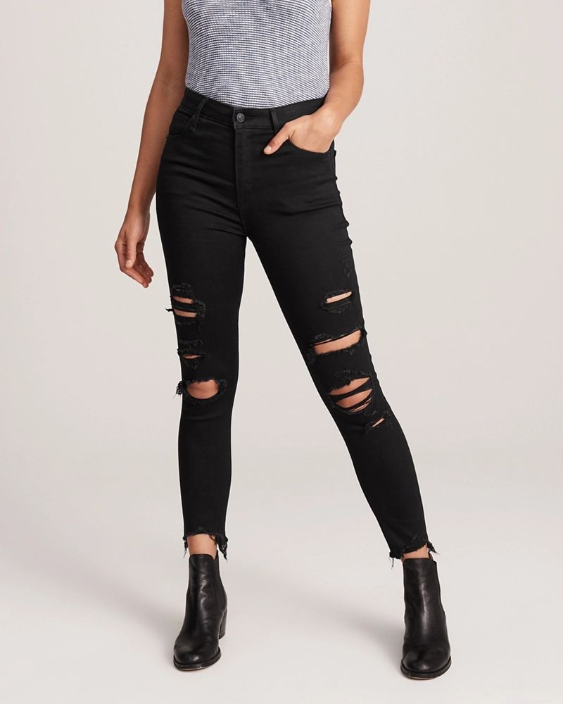 Ripped High Rise Ankle Jeans | Abercrombie & Fitch US & UK