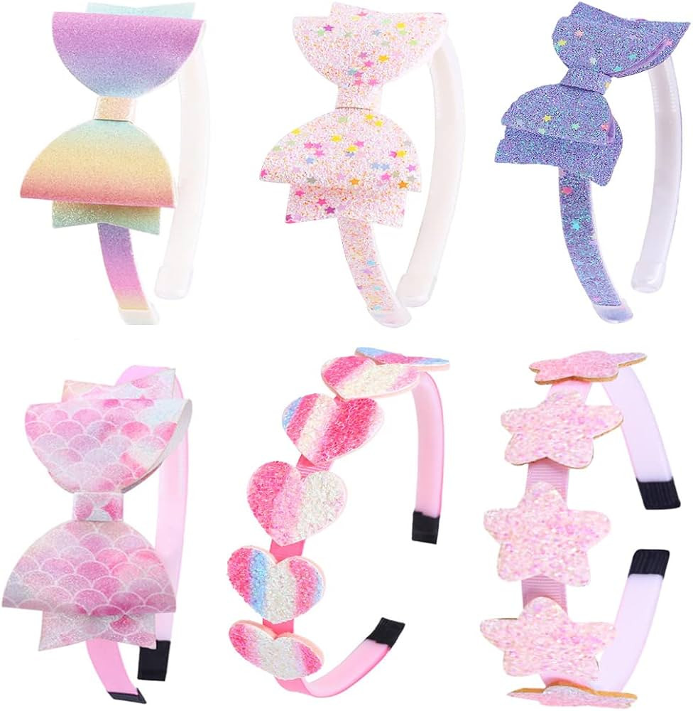 Ooosonlu Toddler Headband with bow little girl headbands glitter headband for girls headband for ... | Amazon (US)