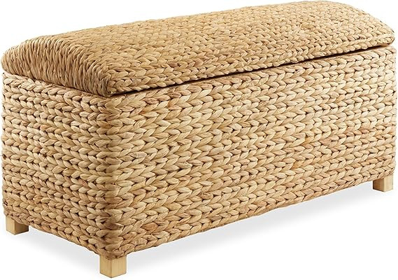 Casafield 36" Storage Trunk with Curved Lid and Safety Hinge - Natural, Water Hyacinth Wicker Sto... | Amazon (US)