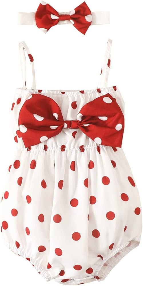 Skin to Skin for Baby Toddler Girls Summer Sleeveless Polka Dot Print Romper Bodysuit Headband 2p... | Amazon (US)