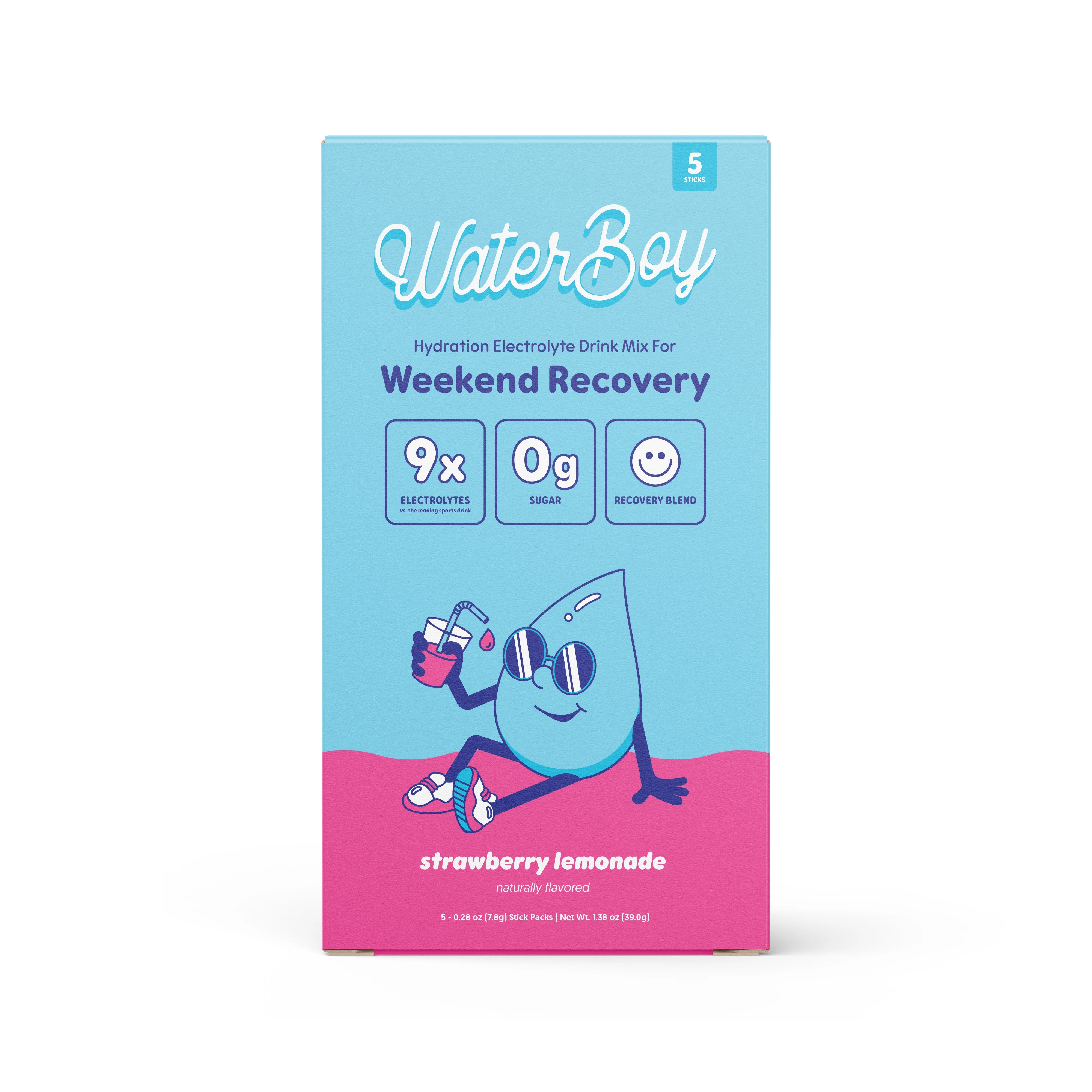 Waterboy Hydration and Weekend Recovery Powder Packets, Strawberry Lemonade 5 Count | Walmart (US)