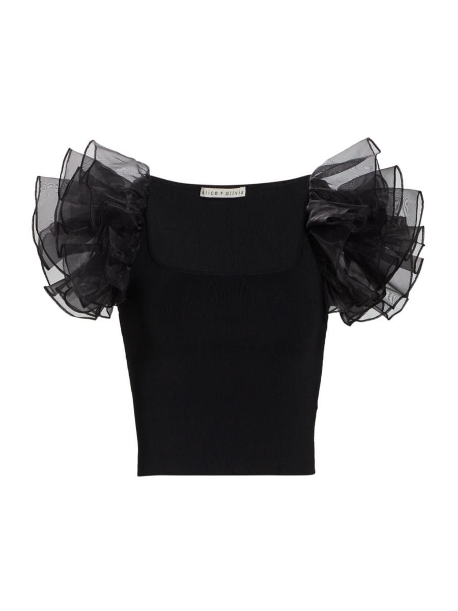 Merida Ruffle-Sleeve Crop Top | Saks Fifth Avenue